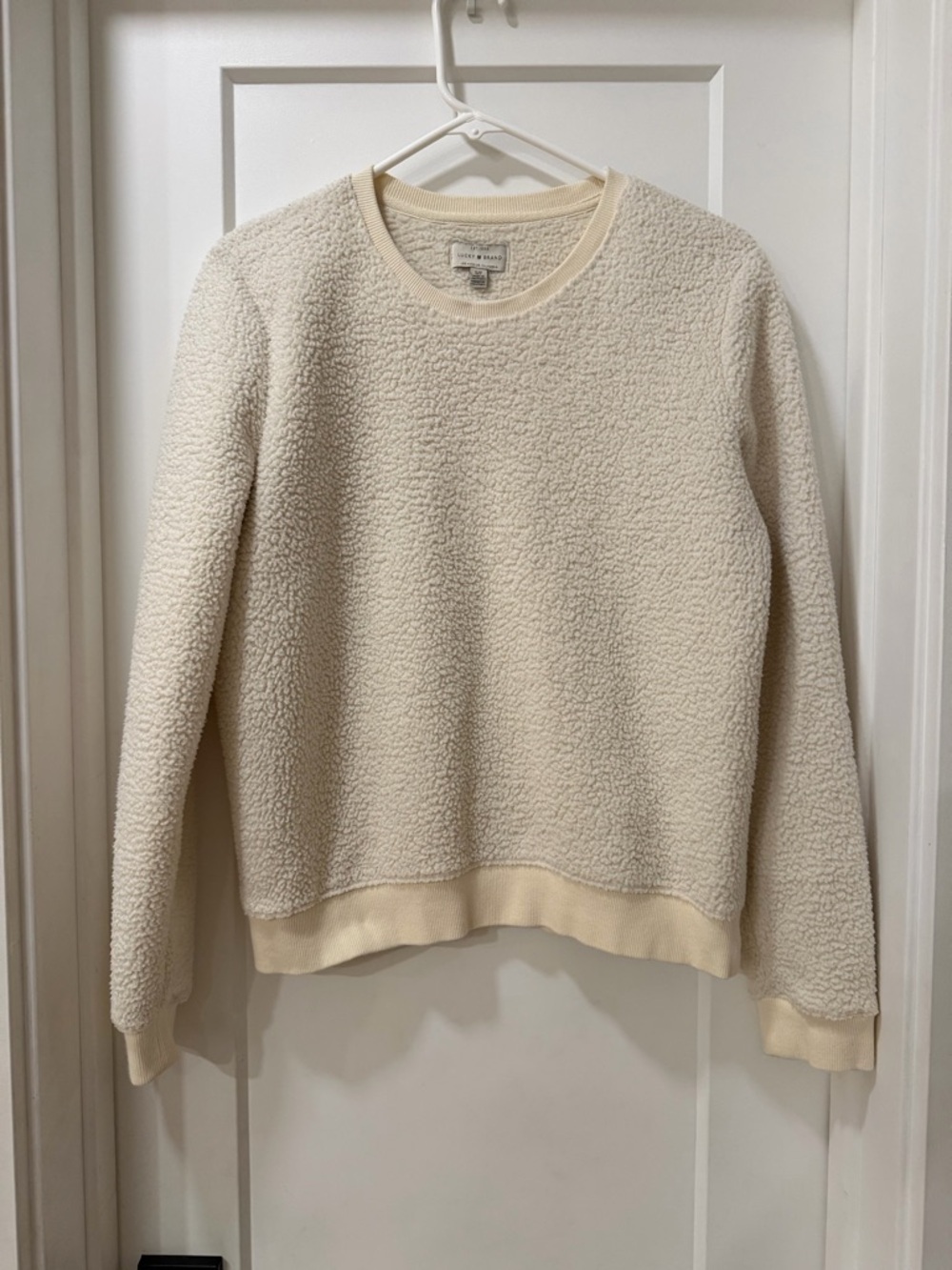 Lucky Brand Cream Sherpa Crewneck Sweatshirt